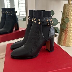 Valentino Rockstud Beatle Block Heel Boots